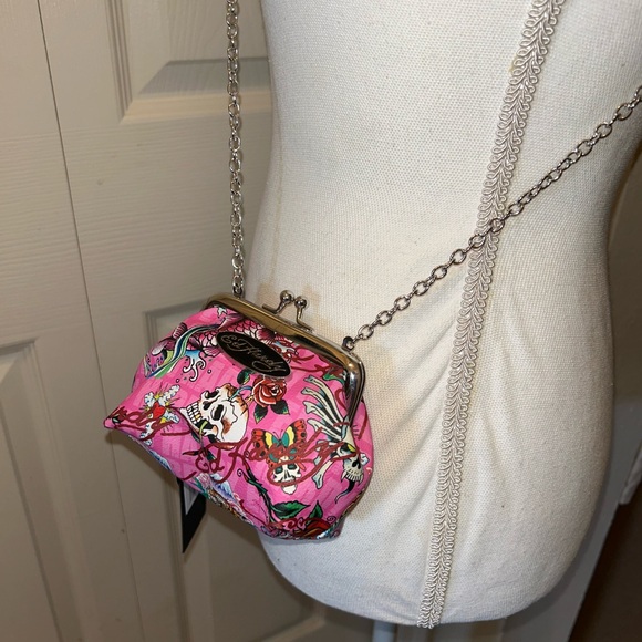 Ed Hardy Floral Pink Crossbody Bag - Picture 4 of 6
